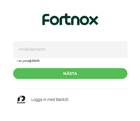 Fortnox login page