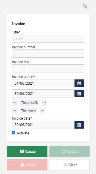 invoice number field on the invoice