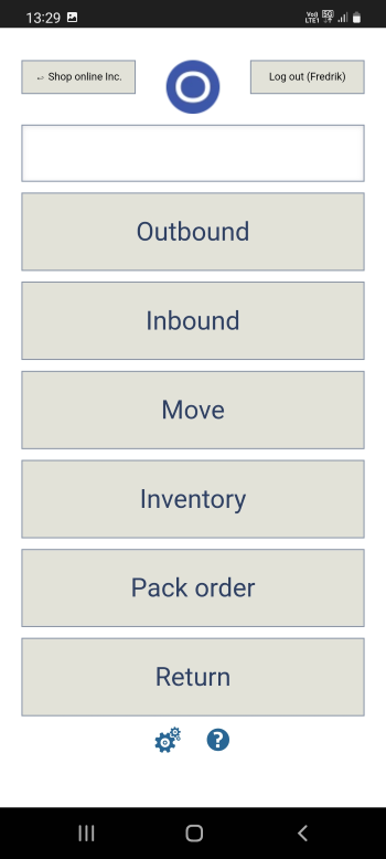 Selecting which process to perform in Ongoing WMS Scanning app.