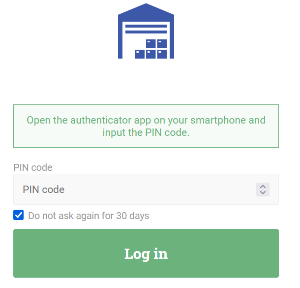Example of 2FA input when logging in to Ongoing WMS