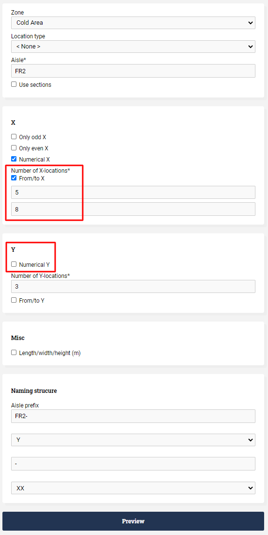 Creating a new aisle in Ongoing WMS.