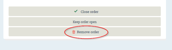 Showing how a customer user can cancel an order.