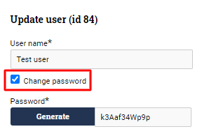 Ticked Change password-checkbox.