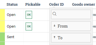 How to filter and search the order list using the column headers.