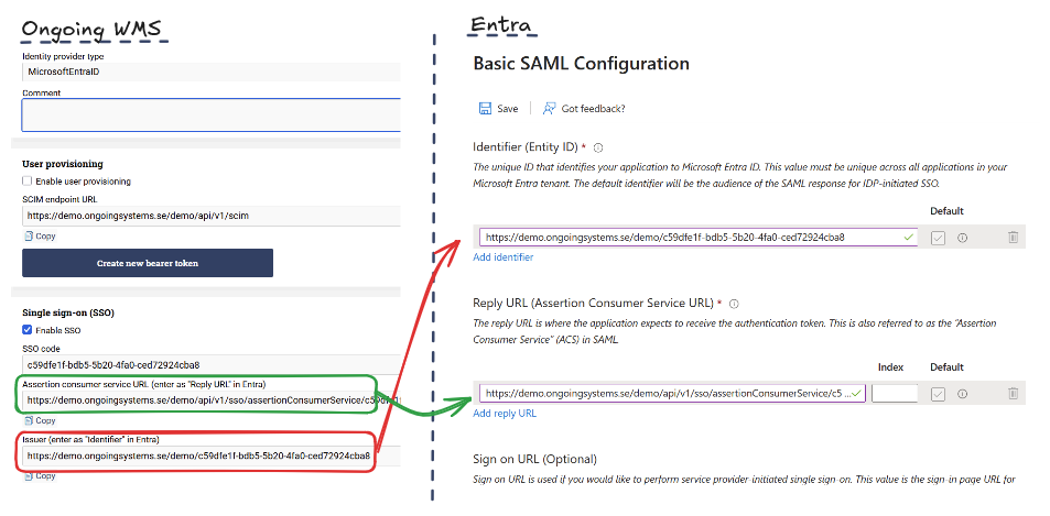 Fields to copy from Ongoing WMS to Entra