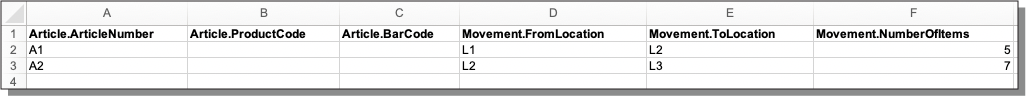 Move a specified number of items for a specified article from location X to location.