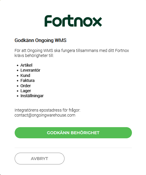 Fortnox permissions request