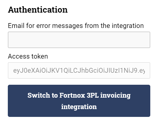 Button with text Switch to invoicing integration