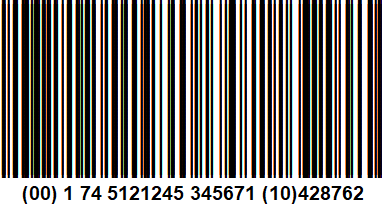 Example of GS1 barcode generated by Ongoing WMS