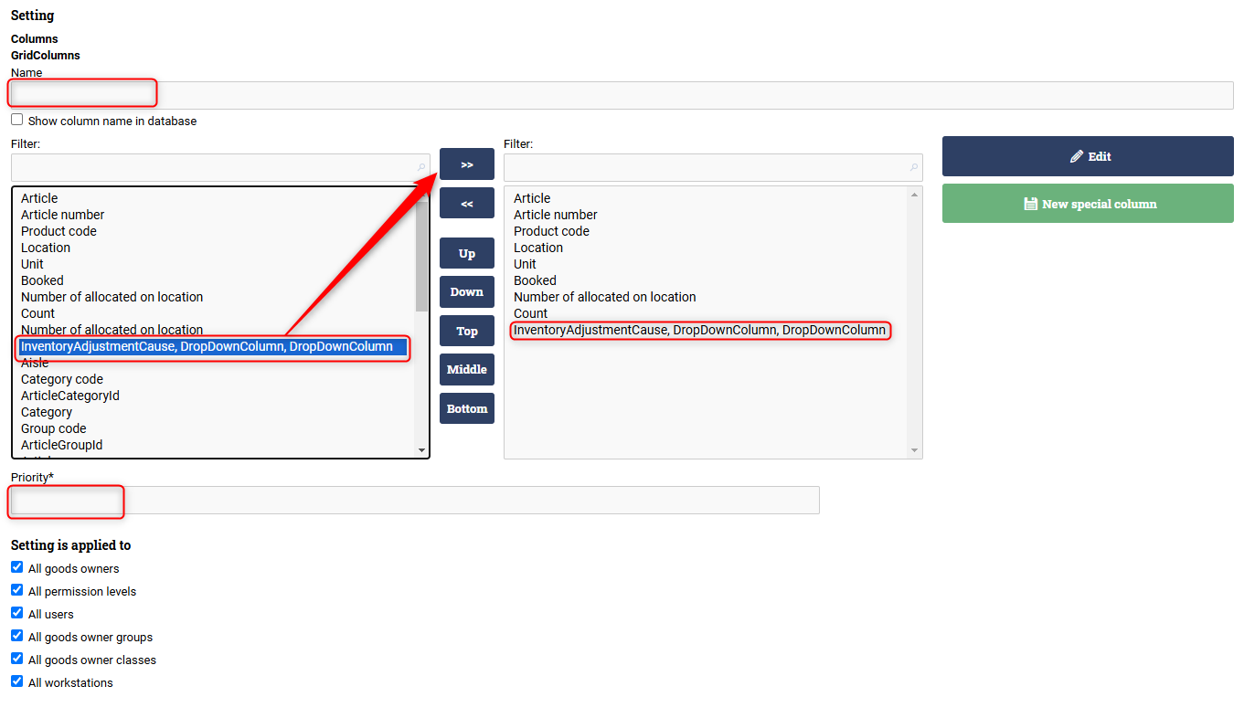 Adjustment cause dialog