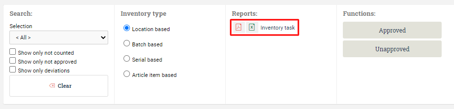 Location of the Inventory Task button on the overview page.