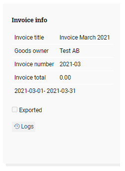 Square showing the details of the current active invoice.