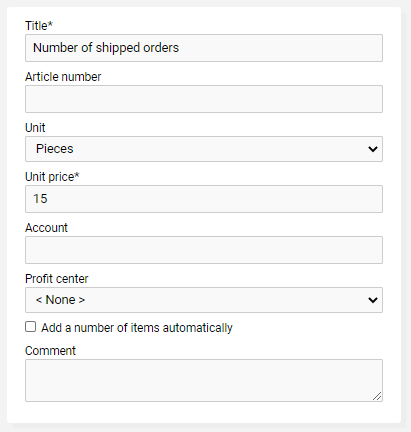 Form filled out with title and unit price.