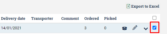 Choose your order in the order list and choose Deliver, below Additional functions, to handle order manually in Ongoing WMS.