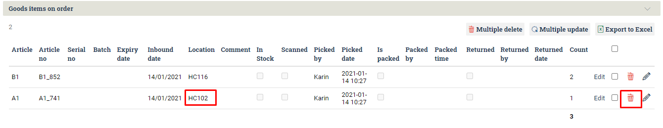 In an expanded order in the order list there is an option to view Goods items on order.