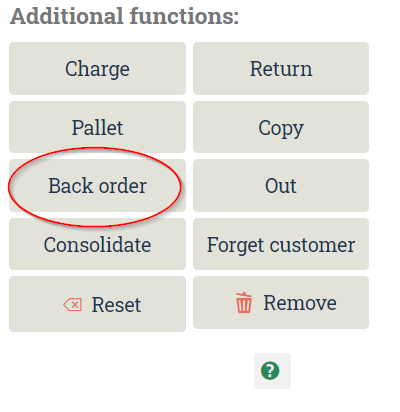 Shows the location of the Back order button.