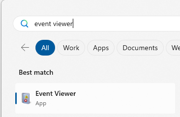 Starting the event viewer application.