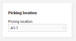 View of the picking location drop down list set to A1-1.