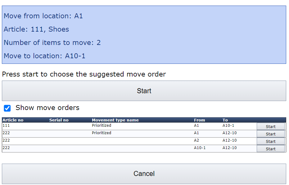 Start move order scanning