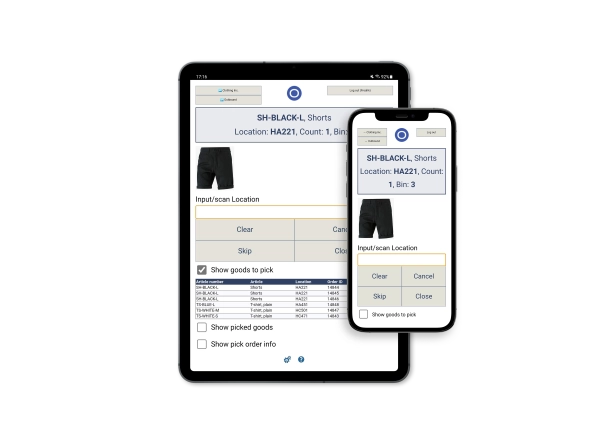 Ongoing WMS Scanning used on a tablet and a mobile phone.