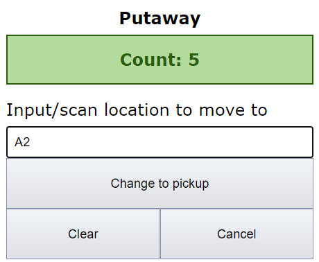 Input or scan location to move to.