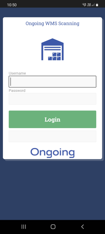 Android device home screen with a barcode icon named Scanning Login.