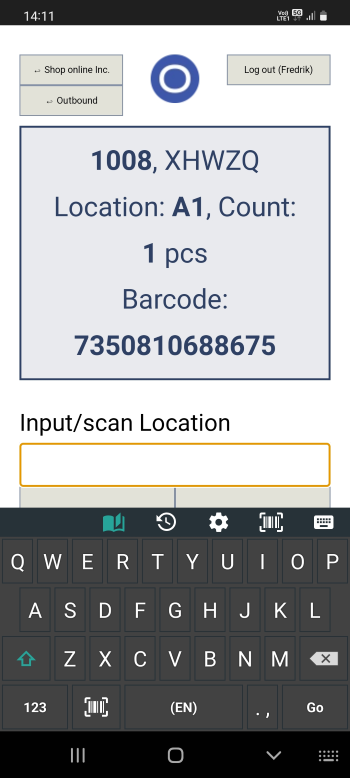 Picking an order on Android with Ongoing WMS Scanning.