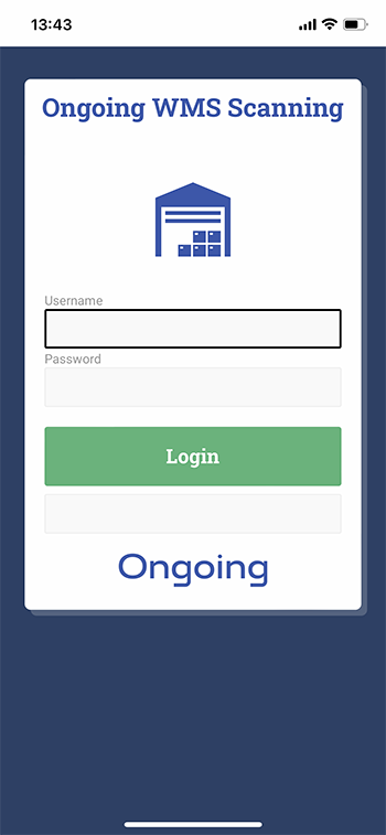 Login to Ongoing WMS scanning module