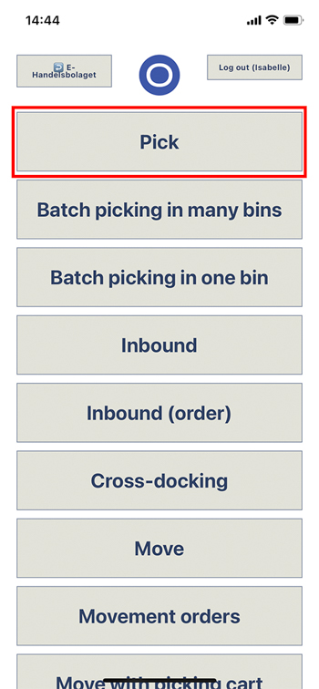 Pick mode in the Ongoing WMS scanning module