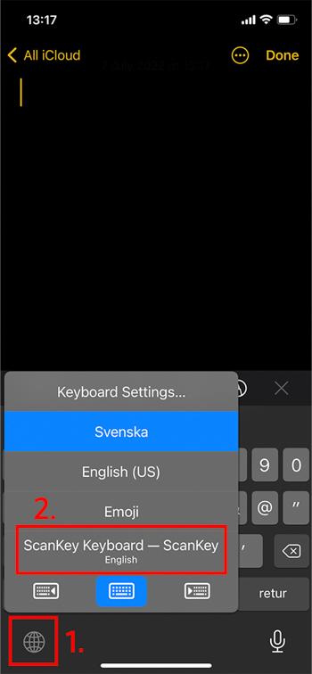 How to activate the ScanKey keyboard