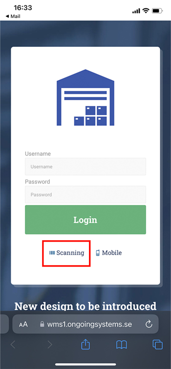 How to enter the Ongoing WMS scanning module