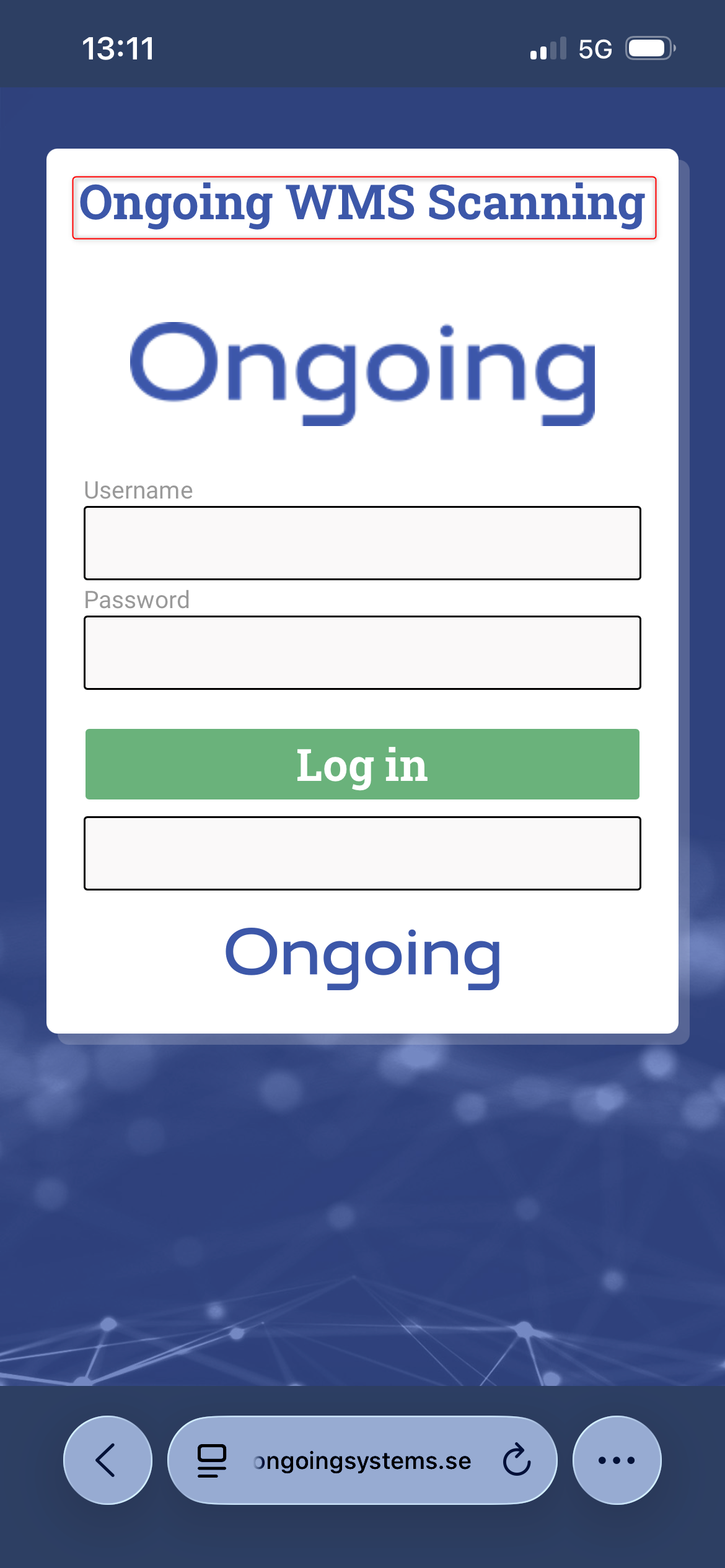 How to enter the Ongoing WMS scanning module