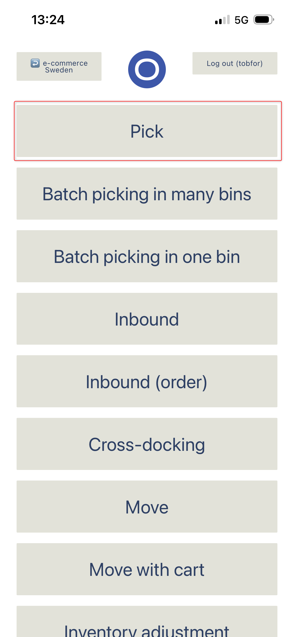 Pick mode in the Ongoing WMS scanning module
