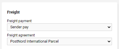 freight payment and freight agreement dropdown lists