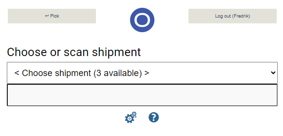Dropdown list with two available shipments.