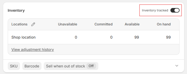 How to activate quantity tracking in Shopify