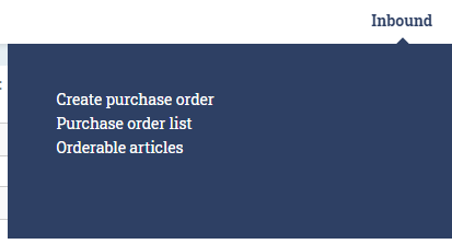 The inbound menu for supplier logins in Ongoing WMS