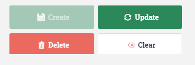 Buttons to update user in WMS, create (disabled), update, delete or clear fields when editing an existing user.