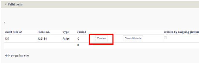 Load content onto a pallet item