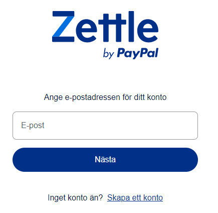 Zettle login page